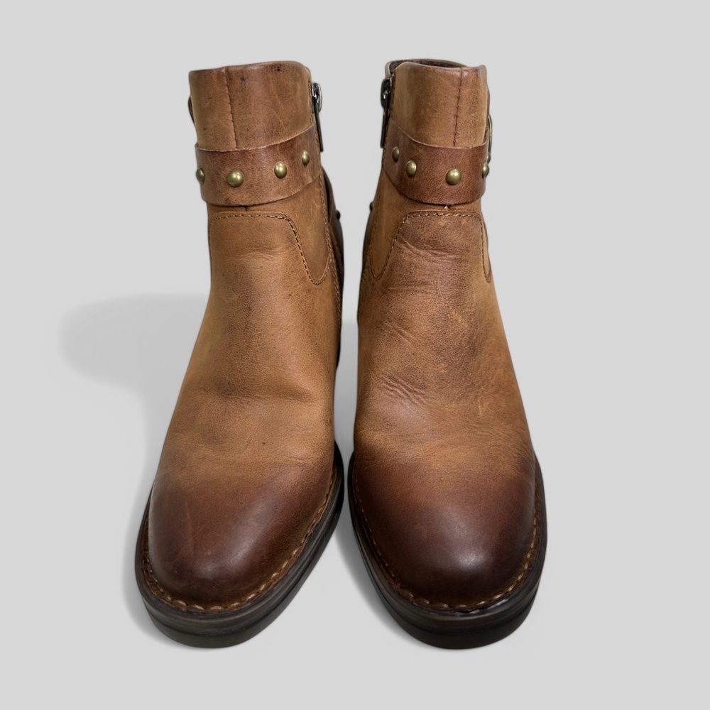 BØrn Brown Leather Buckle Strap Block Heel Ankle Boots US 6 - Picture 3 of 14